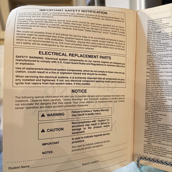 MerCruiser Service Training Notebook 90-90593 (1993) Brunswick Corp Boat Marine - Picture 5 of 7